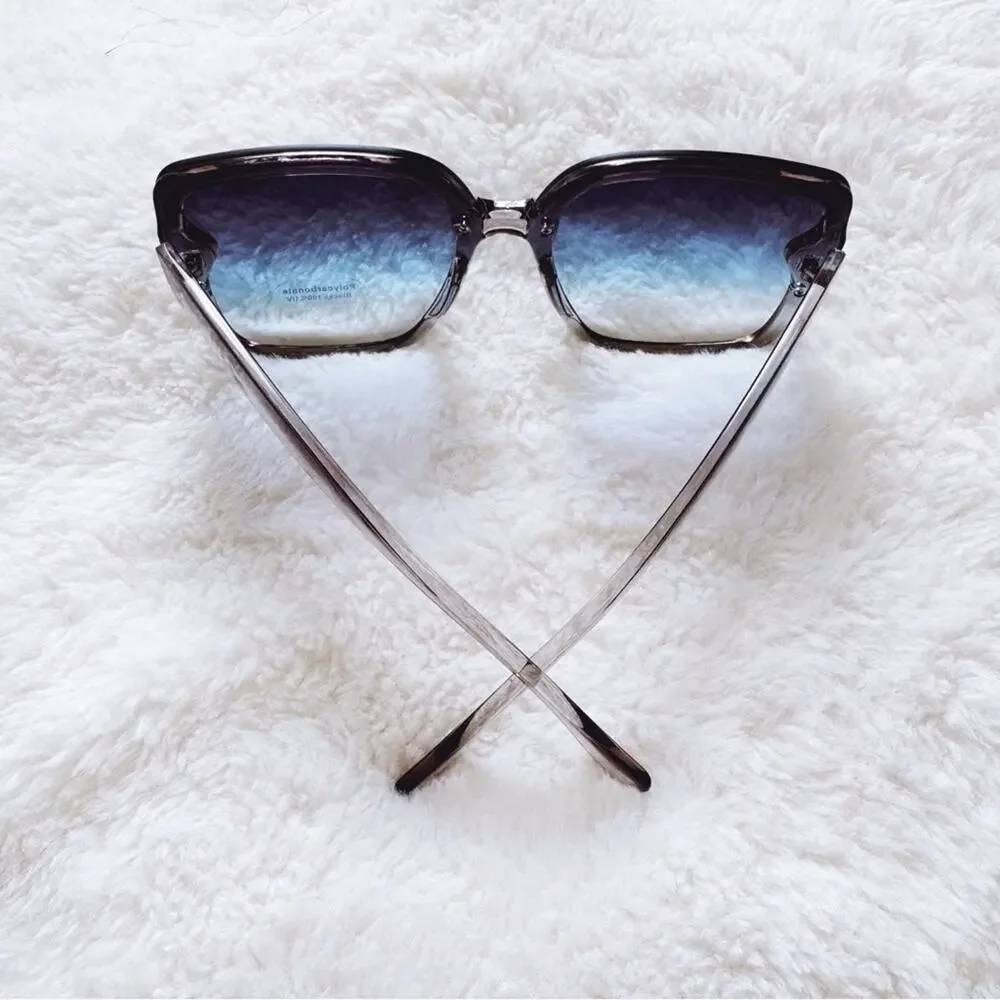 Abby Clear Blue Square Frame Sunglasses - Picture 9 of 10
